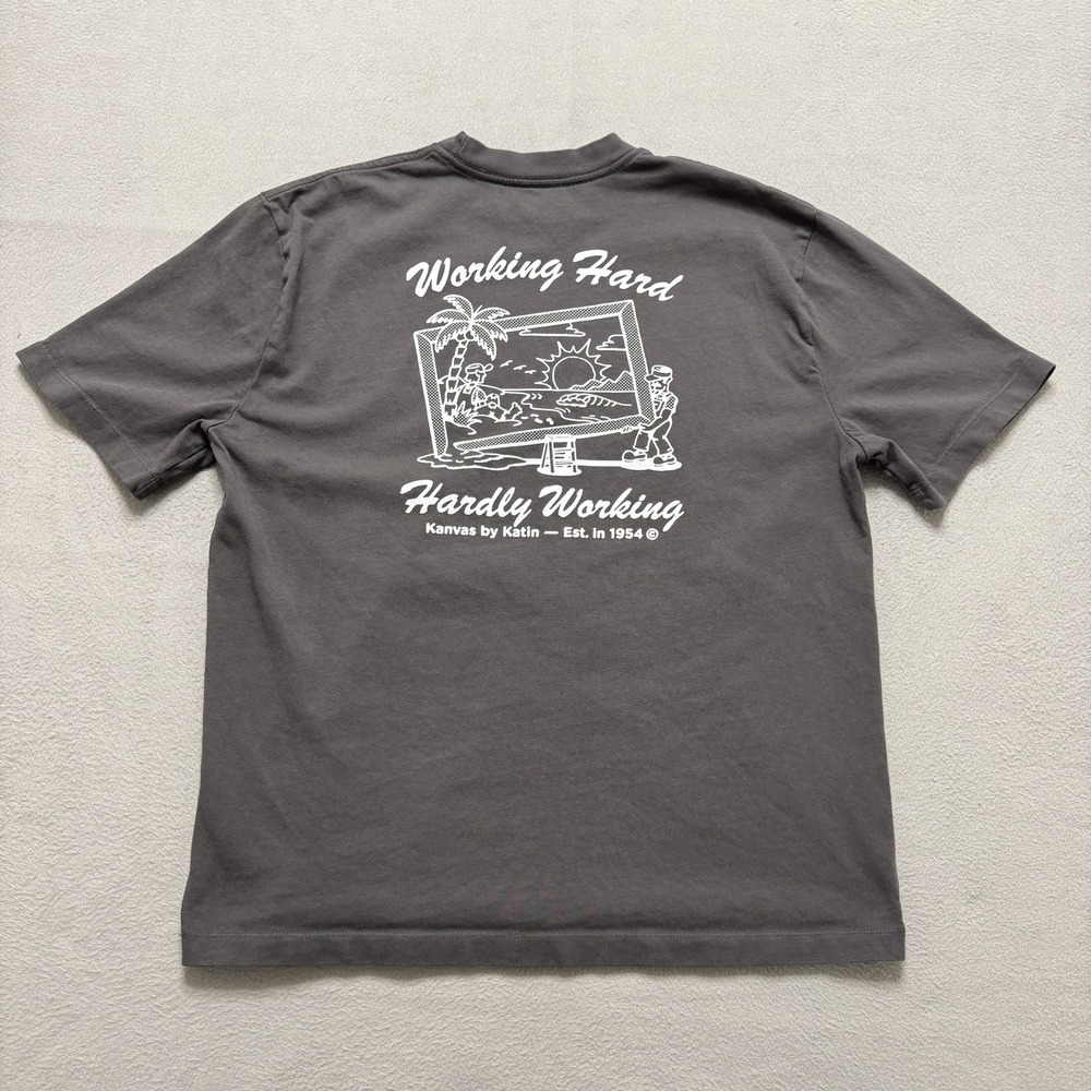 Katin Shirt Mens Medium Gray Relaxed Fit Organic Cotton Surf Beach graphic